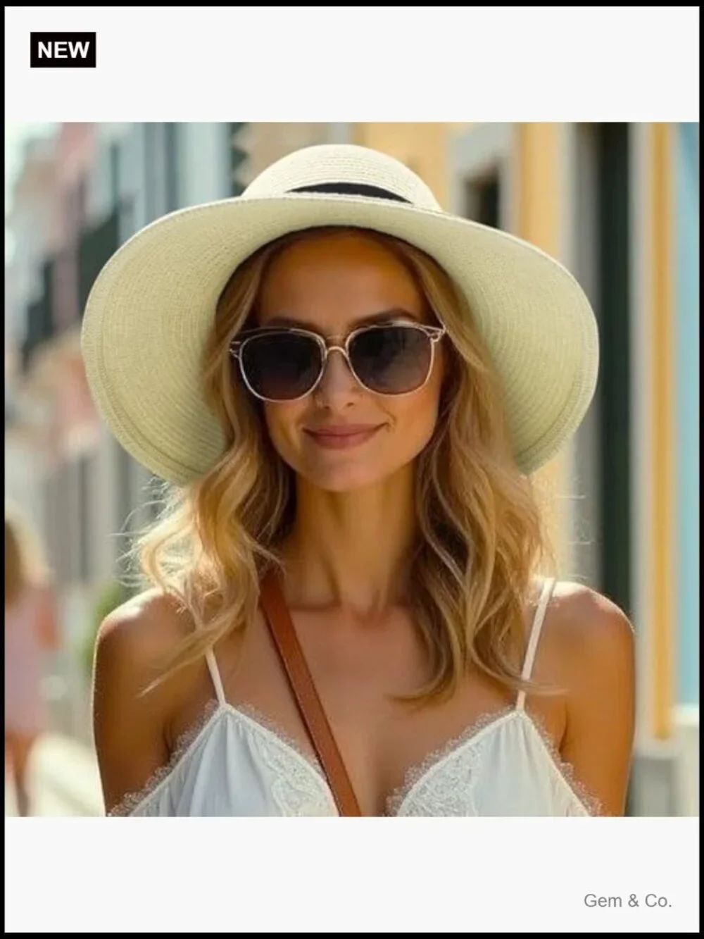 Wide Brim Straw Sun Hat UPF 50+ Foldable Travel Beach Bucket Hat